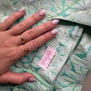 Pink Lily Mint Floral Jacquard Skort